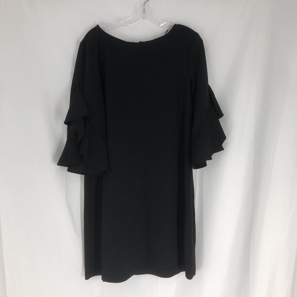 Taylor Dress Black Women's Size 14 Shift Zipper Bell Sleeve